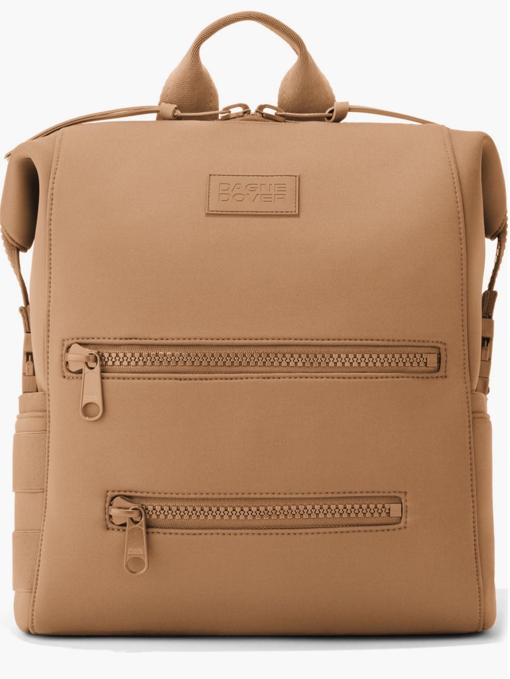 Dagne Dover Tan Neoprene Backpack with Dual Zip Pockets